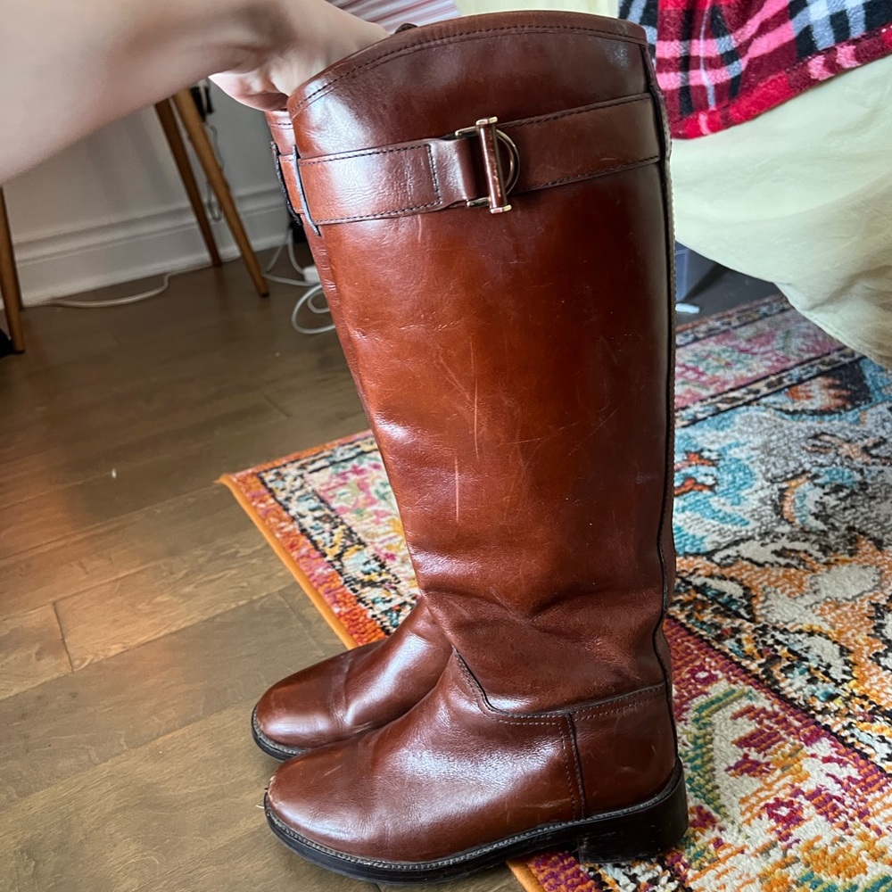 Tory Burch Grace Knee High Leather Riding Boots